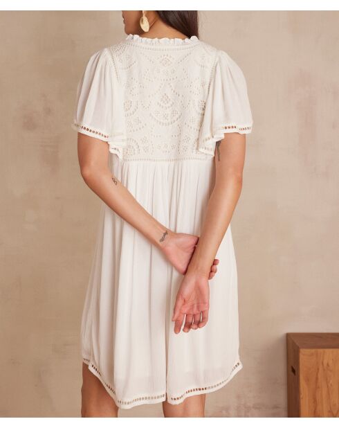 Besticktes ecrufarbenes Kleid Romane R