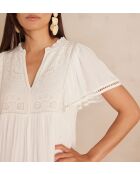 Besticktes ecrufarbenes Kleid Romane R