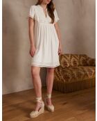 Besticktes ecrufarbenes Kleid Romane R