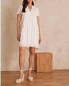 Besticktes ecrufarbenes Kleid Romane R