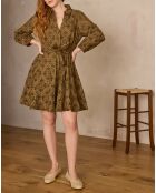 Khakifarbenes besticktes Kleid Lise R