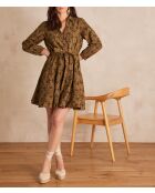 Khakifarbenes besticktes Kleid Lise R