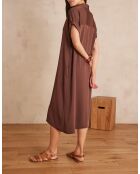 Nayaa R chocolade satijnen jurk