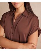 Nayaa R chocolade satijnen jurk