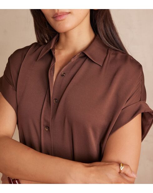 Nayaa R chocolade satijnen jurk