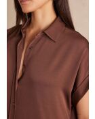 Nayaa R chocolade satijnen jurk