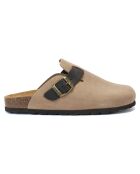 Noé Leder-Clogs aus taupefarbenem Samt