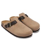 Noé Leder-Clogs aus taupefarbenem Samt