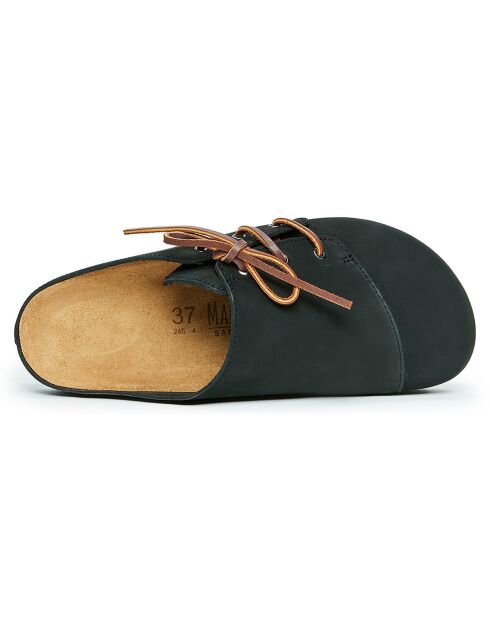 Sabots en velours de cuir Ester noirs