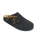 Marineblauwe fluwelen klompen van Ester leer