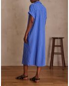 Nayaa R blauwe gestreepte jurk