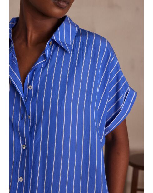 Nayaa R blauwe gestreepte jurk