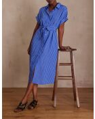 Nayaa R blauwe gestreepte jurk