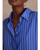 Nayaa R blauwe gestreepte jurk