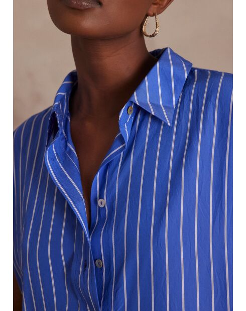 Nayaa R blauwe gestreepte jurk