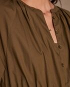 Micha R Khaki-Kleid mit Stickerei