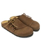 Dunkelbraune Leder-Clogs aus Ester-Samt