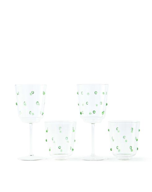 2 Gobelets à boutons verts - D8.5xH10 cm