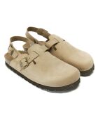 Zuecos Oscar de piel beige