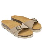 Pantoletten Agata aus taupefarbenem Leder