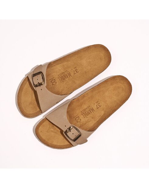 Pantoletten Agata aus taupefarbenem Leder