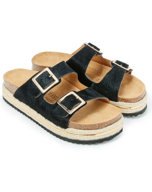 Mules façon Pony Aurora noir/beige/doré