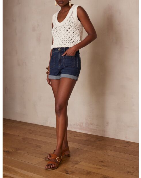 Dunkelblaue Sh Jeansshorts in Dunkelindigoblau