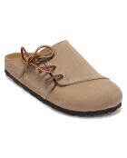 Zuecos Ester de piel aterciopelada taupe