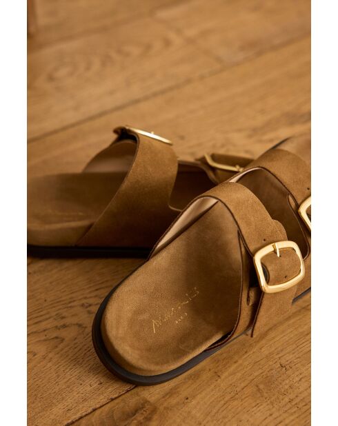 Mateo lichte camelkleurige pantoffels