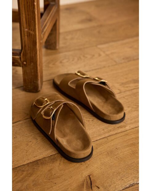 Mateo lichte camelkleurige pantoffels