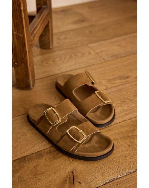 Mateo lichte camelkleurige pantoffels