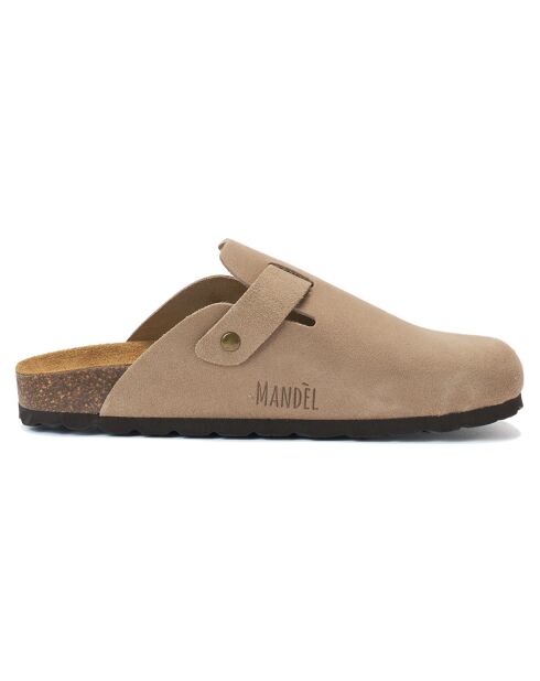 Zuecos Noé de piel aterciopelada taupe