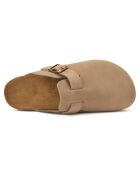 Zuecos Noé de piel aterciopelada taupe