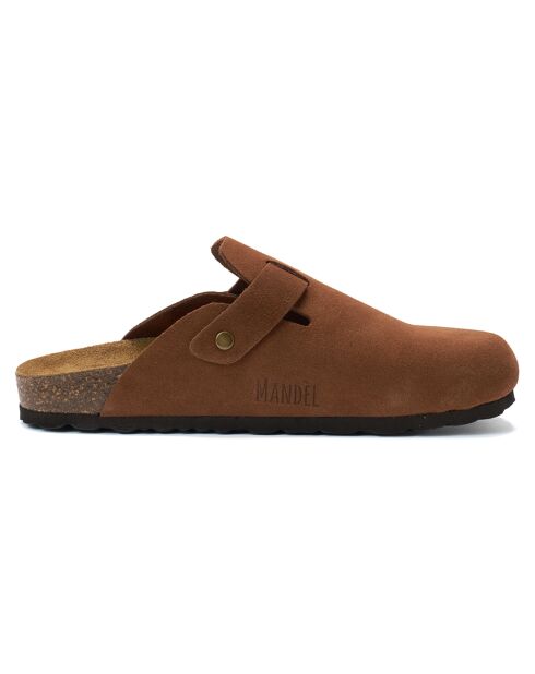 Sabots en velours de cuir Noé marron