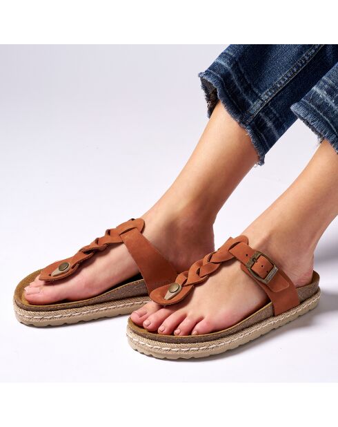 Luna bruine fluwelen leren sandalen