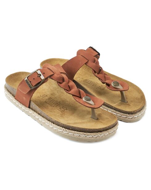 Luna bruine fluwelen leren sandalen