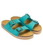 Mules Alberto in pelle di velluto turchese