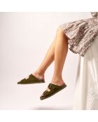 Ana groene fluwelen leren muiltjes