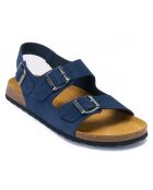 Marineblaue Sandalen Carlos aus Samt aus Leder