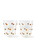 2 Gobelet à boutons ambrés - D8.5xH10 cm