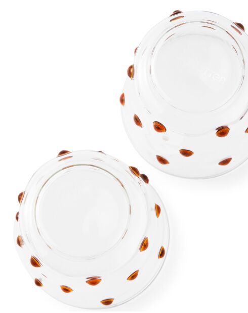 2 Gobelet à boutons ambrés - D8.5xH10 cm