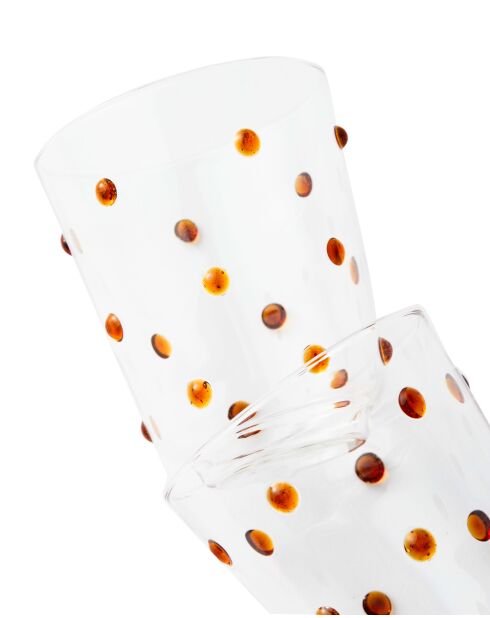 2 Gobelet à boutons ambrés - D8.5xH10 cm