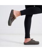 Grijze leren klompen van Ester fluweel