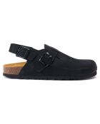 Zuecos Oscar de piel aterciopelada negra