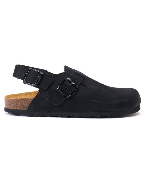 Zuecos Oscar de piel aterciopelada negra