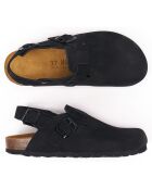 Zuecos Oscar de piel aterciopelada negra