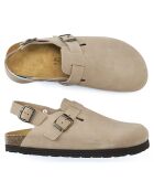 Zuecos Oscar de piel aterciopelada taupe