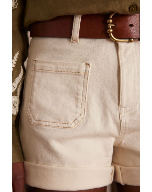 Lila Sh korte broek met crèmekleurige overgeverfde