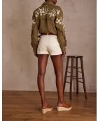 Lila Sh korte broek met crèmekleurige overgeverfde