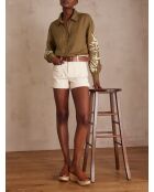 Lila Sh korte broek met crèmekleurige overgeverfde